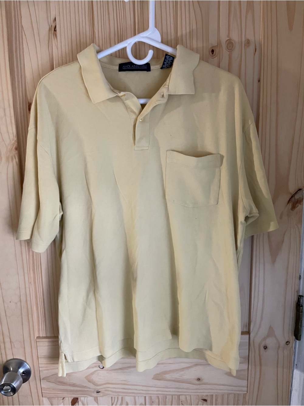 John Ashford Light Yellow Short-Sleeve Polo with Chest Pocket